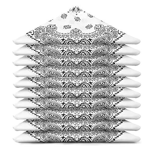 ...KARL LOVEN BANDANA set da 20 Bianco Motivo Paisley Mandala 100% Cotone Spessore Superiore 20 Colori Esclusivi