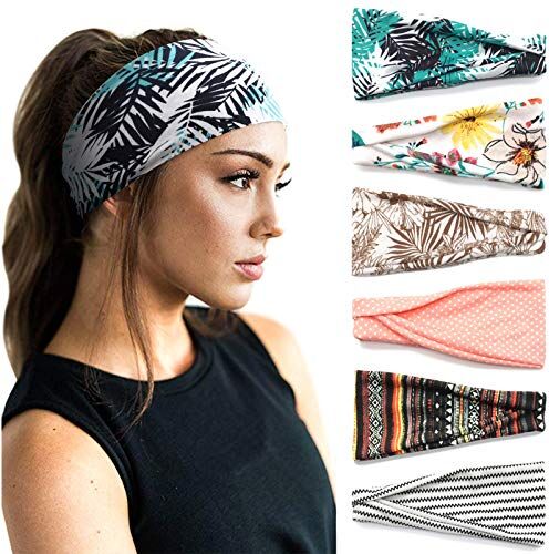 DRESHOW 6 Pezzi Fasce per Capelli Yoga In Esecuzione Elastico Cerchietti Turbante Fascia Accessori Cerchietti per Donna Ragazze