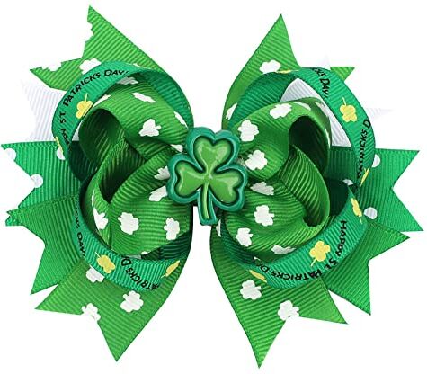 TianWlio Design verde elastico Patrick's Day Hair St. Band Hair Baby Bow fascia per capelli irlandese fermaglio per capelli calendario dell'Avvento (C, taglia unica)