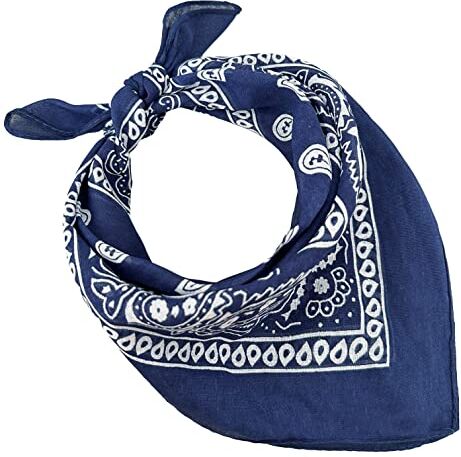 JOPHY & CO. BANDANA 100% cotone SET da 3/5/10 per Donna Uomo Bambini Unisex Tinta Unica e/o con Motivo Paisley COD. A644 (Set 5 pz, Paisley, BluScuro)