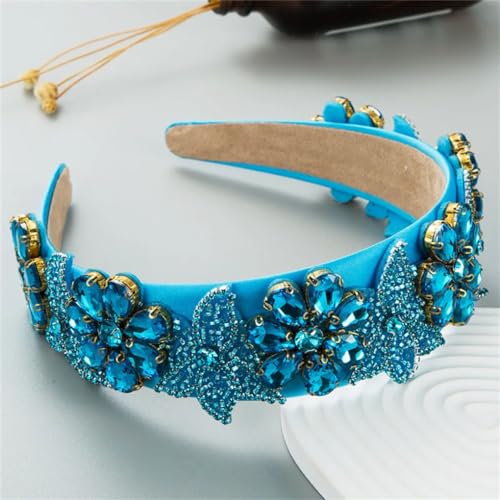 Generic Fascia Per Capelli Da Donna Blu, Fascia Per Capelli In Cristallo Con Strass, Copricapo Imbottito, Turbante, Accessori Per Capelli Per Adulti