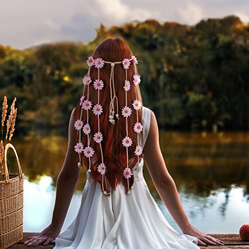 xnyker Cerchietto per capelli da donna, con fiori e fiori, regolabile, Fiore Ghirlanda, Corona Di Fiori Per Matrimonio,per foto di viaggio, festival, matrimoni e feste (rosa)