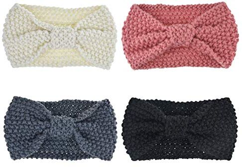 DRESHOW 4 Pezzi Fasce per Capelli Tessuto di Lana Turbante Fascia da Donna Invernale Accessori Cerchietti per Donna Ragazze