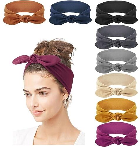 DRESHOW 8 Pezzi Fasce per Capelli Boho Stile Criss Cross Turbante Fascia Accessori Cerchietti per Donna Ragazze