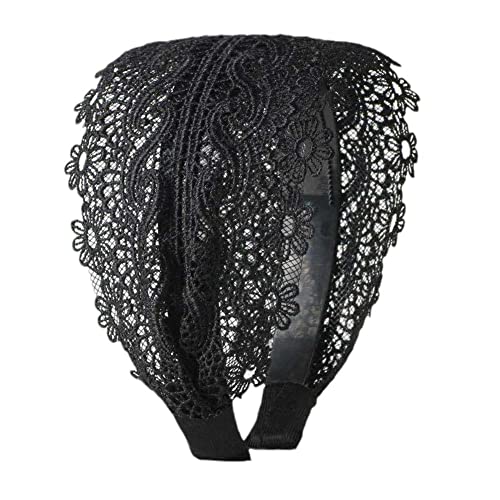 Generic Fascia per capelli larga da donna in pizzo retrò moda ragazza capelli larghi turbante cerchio copricapo fasce per capelli da donna calde accessori laterali bandane per capelli