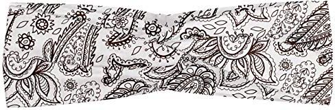 ABAKUHAUS Brown Paisley Fascia per Capelli, Zentangle sguardo Motif, Elastico e Morbido per lo Sport e l'Uso Quotidiano per Donna, marrone Bianco