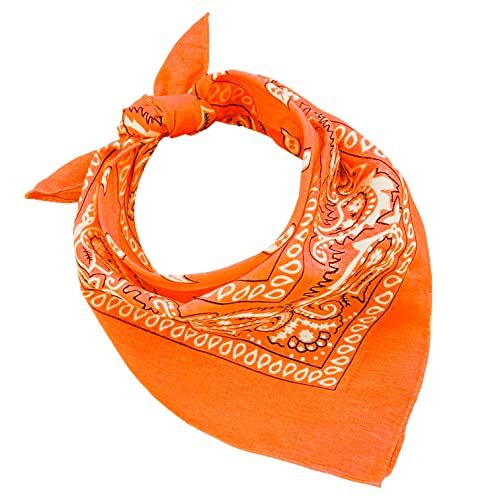 JOPHY & CO. Bandane 100% cotone per Donna Uomo Bambini Unisex con motivo paisley pattern, fazzoletto copricapo sciarpa per capelli/collo/polso/testa COD. (Arancione)