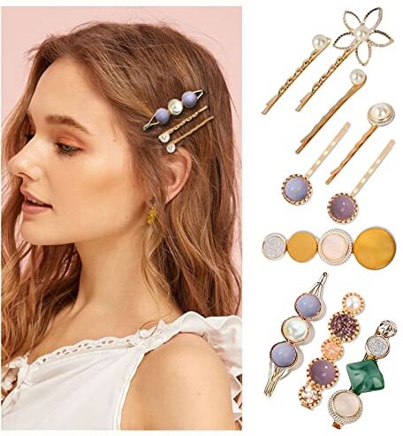 Geladyce Pinza per capelli, 10 pezzi, perline spille per capelli, perle Barrette, Acrilico Spilli per capelli Accessori per bambine Donne Compleanno Cadeaux(C)