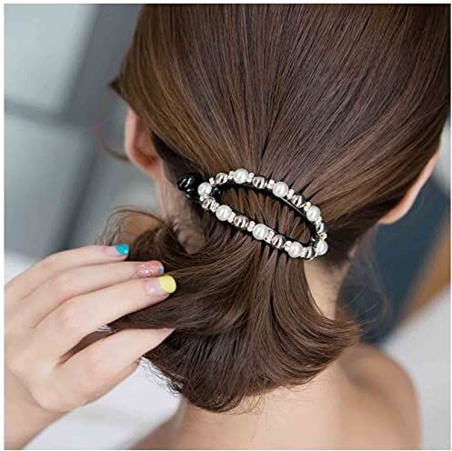 Yheakne Boho Perla Titolare Capelli Barrette Bianco Rotondo Perla Capelli Polsino Vuoto Coda Di Cavallo Titolare Clip Capelli Vintage Titolare Copricapo Per Le Donne E Le Ragazze Regali (perla Bianca)