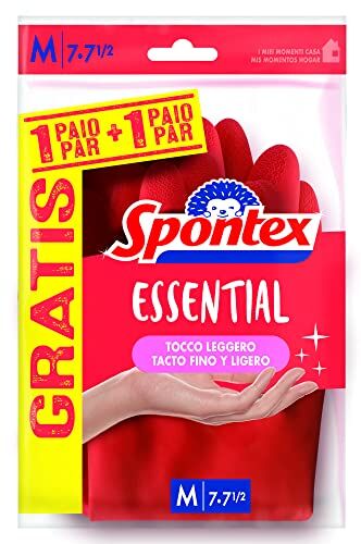 Spontex Guanti Essential 1+1, Taglia M, 4 unità