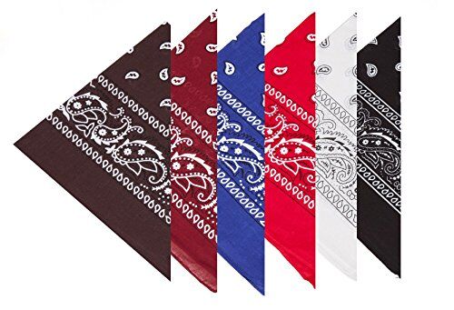 Boolavard Bandane con motivo paisley originale, 100% cotone, colore a scelta, Confezione da 6 pezzi, taglia unica