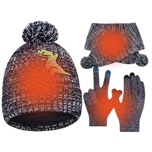 Frifer Set sciarpa, guanti e cappello invernale per bambini   Set caldo lavorato a maglia per bambini per l'inverno Caldo set di sciarpe per cappelli a cuffia lavorati a maglia per ragazze