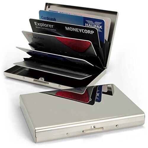 iGadgitz U5345 Ultra-Sottile RFID Faraday Segnale Blocco Porta Carte di Credito in Acciaio Biglietti da Visita Portafoglio Viaggi