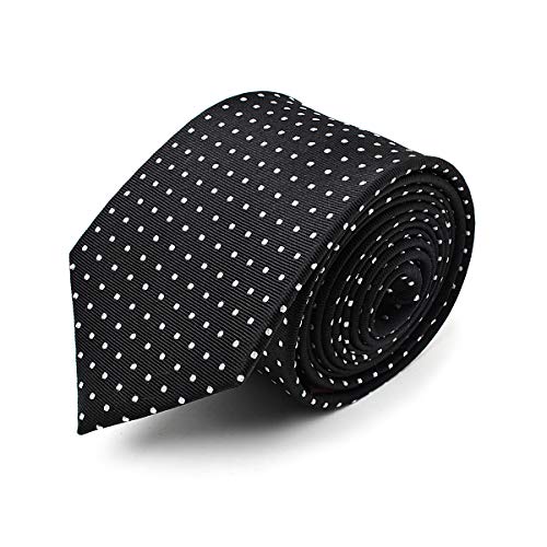 BRERA 67 Cravatta Uomo Nero Micro Pois Bianchi Elegante in Seta   Cravattino per Completo 150x7   Cravatte Slim per Vestito da Cerimonia e per Abiti da Lavoro