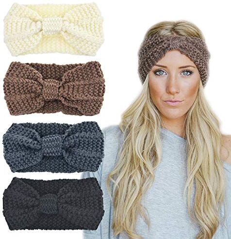 DRESHOW 4 Pezzi Fasce per Capelli Tessuto di Lana Turbante Fascia da Donna Invernale Accessori Cerchietti per Donna Ragazze