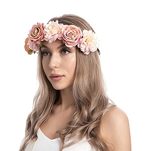YWSTYllelty Fascia Sportiva Capelli Flower Wreath Garland Hairband Crown Hair Headband Women Floral Headband Cerchietto Bombato Oro