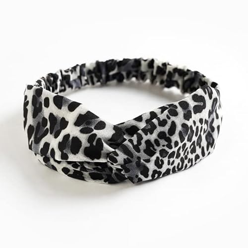 XIAOXIN Stampa Knot Women Headband Vintage Hairband Girls Headwear Leopard Headband Accessori per capelli vestito Regalo cravatte per capelli scrunchie