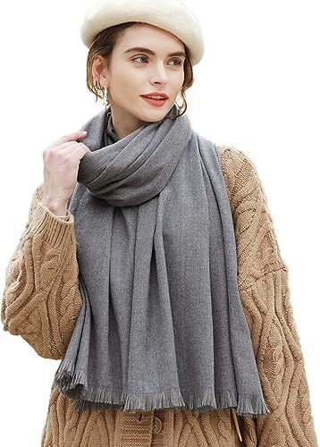 RIIQIICHY Sciarpa da donna Invernale Pashmina Foulard Grigio Cerimonia Scialle Stola Lungo grande elegante spesse calde