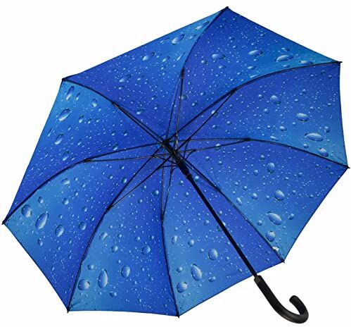 IMPLIVA ombrello Full-sized Rain umbrella Nero, Blu Vetroresina Poliestere