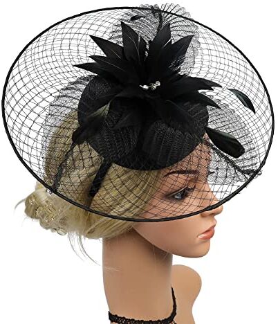 Youllyuu Big Tea Party Fascinator Cappello Derby Fascia Fiore Pillbox Cappello Cocktail Nuziale Copricapo