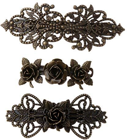 CASNO 3 pezzi bronzo antico donne rosa fiore forcine per capelli retrò vintage metallo francese barrette donne gioielli forcine per capelli per ragazze