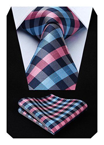 HISDERN Controllare Wedding Tie Fazzoletto Cravatta da uomo & Set tascabile