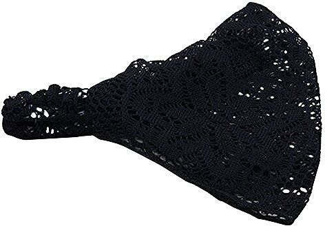 Mashaouyo Bandana Band Girl Cerchietto per capelli alla moda, largo, elastico, turbante (nero, taglia unica)