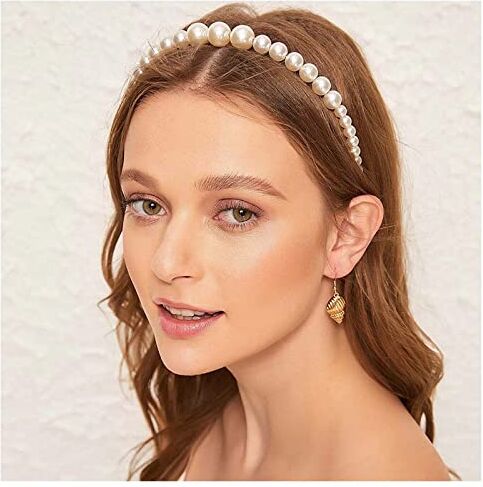 Inilbran Boho Perla Fascia Clip Vintage Perla Cerchietto Capelli Perla Intrecciata Fascia Copricapo Bianco Perla Capelli Pezzo Di Capelli Fascia Accessori Per Capelli Per Le Donne E Le Ragazze