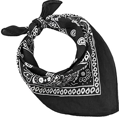 JOPHY & CO. BANDANA 100% cotone SET da 3/5/10 per Donna Uomo Bambini Unisex Tinta Unica e/o con Motivo Paisley COD. A (Set 10 pz, Paisley, Nero)