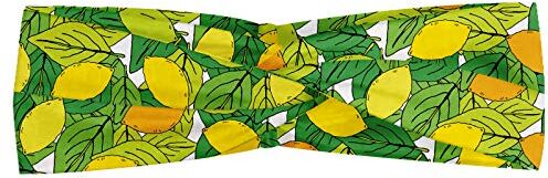 ABAKUHAUS Limoni Fascia per Capelli, Hand Drawn Citrus Doodle, Elastico e Morbido per lo Sport e l'Uso Quotidiano per Donna, Verde giallo