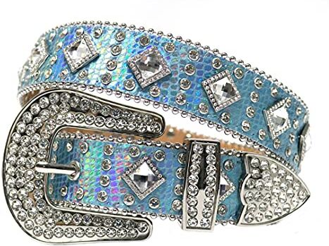 Dsimilarl Moda Western Diamante Borchiato Cinture Largo Fibbia Strass Cintura di Lusso Cinghia In Pelle Ceinture Femme Ceinture Homme Blu Bianco 48 pollici