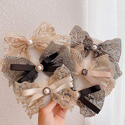 ESBANT Decorazioni for capelli, 6 pezzi fatti a mano farfalla perla fiocco di seta lucido moda diamante pieno strass forcine copricapo barrettes piccoli spillo