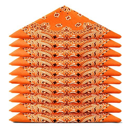 ...KARL LOVEN BANDANA set da 10 Arancione Motivo Paisley Mandala 100% Cotone Spessore Superiore 20 Colori Esclusivi