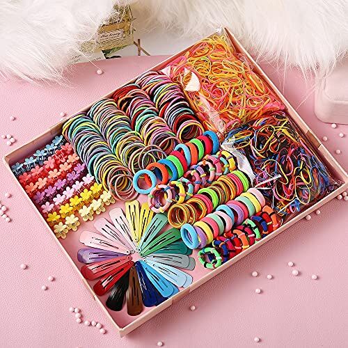 HCliptie 780 pezzi Set regalo Accessori per capelli Neonate Fermagli per capelli Fiocchi Cravatte Bambini Mollette Forcine Set Ornamenti per la testa Luce multicolore