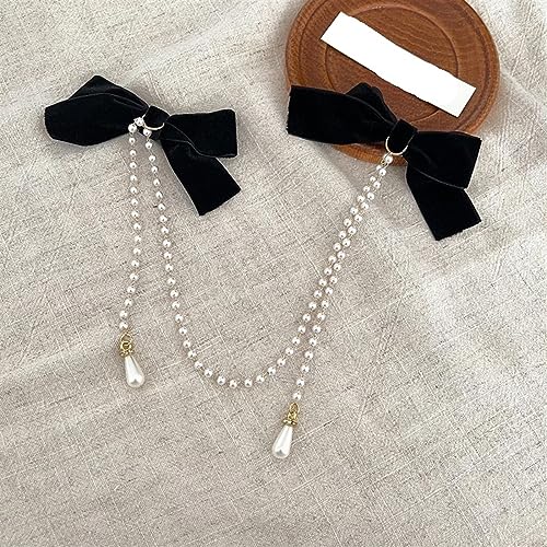 ADAGA Fiocco di velluto Perle Catena Barrettes Forcine for le donne Ragazze Nappa Primavera Fermagli for capelli Fascia for capelli Coda di cavallo Accessori for capelli