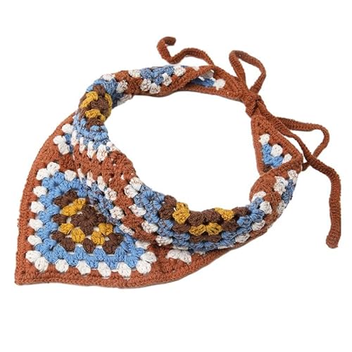 OSKOUR Copricapo fatto a mano Modello fiore del sole Crochet Capelli Bandana Sciarpa per capelli Fasce a triangolo Fascia per capelli all'uncinetto Fazzoletto per la testa per le donne Ragazze