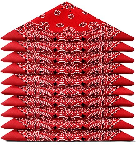 ...KARL LOVEN BANDANA set da 20 Rossa Motivo Paisley Mandala 100% Cotone Spessore Superiore 20 Colori Esclusivi