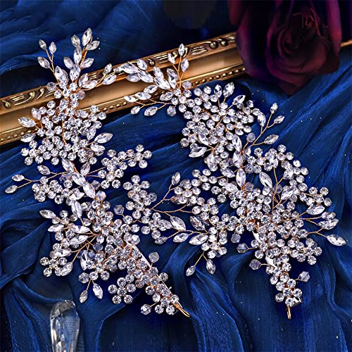 Youllyuu Fasce floreali per capelli da sposa in cristallo con strass fasce per capelli da donna diadema per capelli da sposa