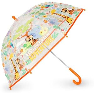 Legami Ombrello per Bambini Dancin' In The Rain, Tema Jungle, Struttura Antivento, Apertura manuale, Chiusura in Tessuto con Spazio per Nome, Impugnatura a Gancio, 73x65 cm Legami Ombrello per Bambini Dancin' In The Rain, Tema Jungle, Struttura Antivento, Apertura manuale, Chiusura in Tessuto con Spazio per Nome, Impugnatura a Gancio, 73x65 cm