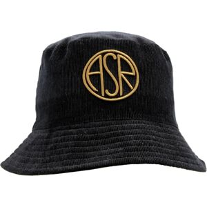 AS Roma Cappelli Stadio, ASR Embroidery Reversible Velvet Bucket Hat Black W Yellow Logo, S-M AS Roma Cappelli Stadio, ASR Embroidery Reversible Velvet Bucket Hat Black W Yellow Logo, S-M