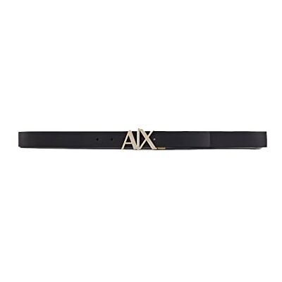 Armani Essenial, Double Face, Metal Logo Plaque, Cintura Uomo, Nero/Blu Navy, 32 Armani Essenial, Double Face, Metal Logo Plaque, Cintura Uomo, Nero/Blu Navy, 32
