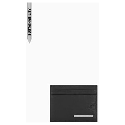 Armani Men's New York, Sustainable, Silver Logo Plate Credit Card Holder, Navy Salute Armani Men's New York, Sustainable, Silver Logo Plate Credit Card Holder, Navy Salute