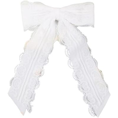 Oxxggkao Fermaglio per capelli con fiocco in pizzo a forma di cuore, fatto a mano, con nastro di seta, comodo e sicuro, per donne, nero, rosso, bianco, dolce e fresco Oxxggkao Fermaglio per capelli con fiocco in pizzo a forma di cuore, fatto a mano, con nastro di seta, comodo e sicuro, per donne, nero, rosso, bianco, dolce e fresco