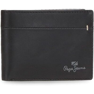 Pepe Jeans Portafoglio Orizzontale in Pelle Nero con Portamonete 11x8x1 cm, Taglia Unica Pepe Jeans Portafoglio Orizzontale in Pelle Nero con Portamonete 11x8x1 cm, Taglia Unica