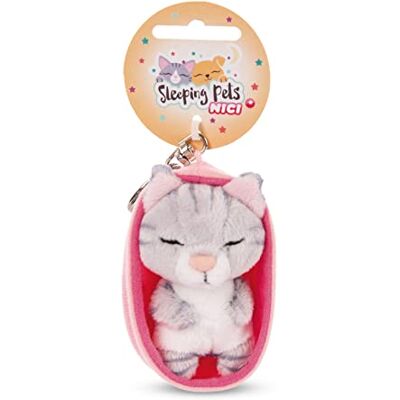 Nici - Sleeping Pets Gatto 8 cm Grigio a righe - Portachiavi Nici - Sleeping Pets Gatto 8 cm Grigio a righe - Portachiavi