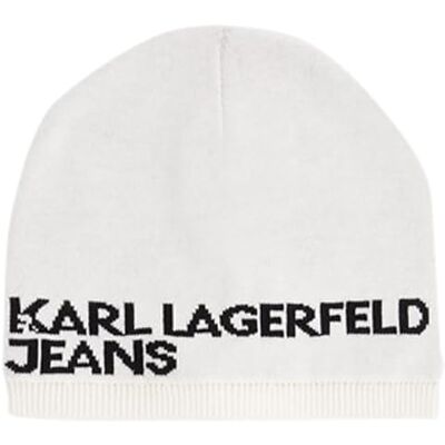 Lagerfeld Donna Single Layer Logo Beanie Off White One size Lagerfeld Donna Single Layer Logo Beanie Off White One size