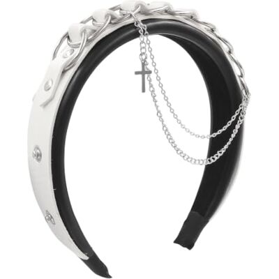 yanwuwa Cerchietto per capelli effetto pelle con dettaglio in metallo a strati Cerchietto per capelli effetto pelle con catena a strati per una finitura di styling dei capelli, styling quotidiano e yanwuwa Cerchietto per capelli effetto pelle con dettaglio in metallo a strati Cerchietto per capelli effetto pelle con catena a strati per una finitura di styling dei capelli, styling quotidiano e