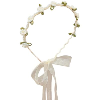 VlHpnpe Cerchietto per capelli con perle floreali per donne e ragazze, per feste nuziali, leggero, confortevole, delicato sulla pelle sensibile, accessorio per VlHpnpe Cerchietto per capelli con perle floreali per donne e ragazze, per feste nuziali, leggero, confortevole, delicato sulla pelle sensibile, accessorio per