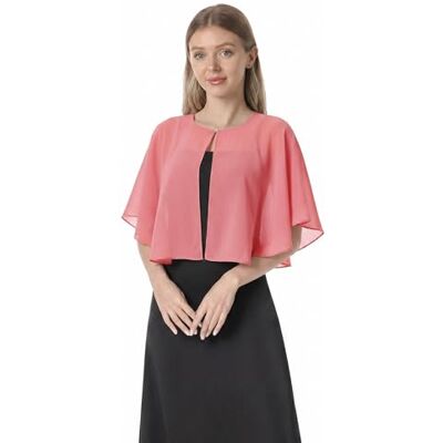 Hotshawl Mantella in chiffon, mantelle morbide, scialli e stole per abito da sera, mantella da sposa, accessori scialle anni '20 per donna, Corallo, taglia unica Hotshawl Mantella in chiffon, mantelle morbide, scialli e stole per abito da sera, mantella da sposa, accessori scialle anni '20 per donna, Corallo, taglia unica