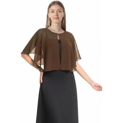 Hotshawl Mantella in chiffon, mantelle morbide, scialli e stole per abito da sera, mantella da sposa, accessori scialle anni '20 per donna, Marrone, taglia unica Hotshawl Mantella in chiffon, mantelle morbide, scialli e stole per abito da sera, mantella da sposa, accessori scialle anni '20 per donna, Marrone, taglia unica
